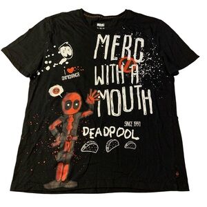 Marvel Deadpool "Merc With A Mouth" Graphic Tee - Size L - Mad Engine